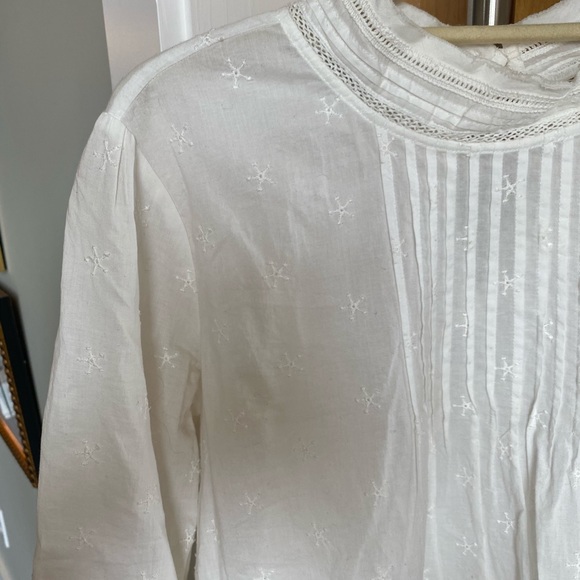 Anthropologie high neck eyelet blouse, 3/4 sleeve - Picture 4 of 9